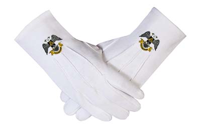 32 DEGREE WINGS Down & SCOTTISH RITE MASONIC EMBROIDERED GLOVES