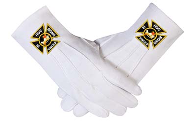 Knights Templar White Masonic Cotton Gloves