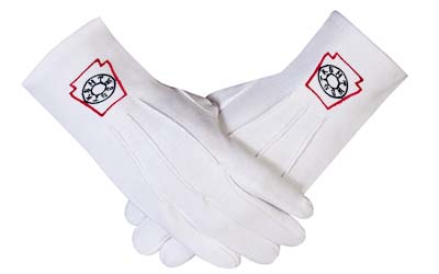 Masonic Freemasons Mark Degree White 100% Cotton lodge Gloves
