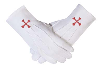Masonic Regalia Order of the Red Cross Symbol Gloves Cotton - Knights Of Templar Masonic Regalia Clothing