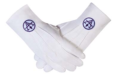 Masonic White Gloves PURPLE Embroidered RSM ROYAL & SELECT