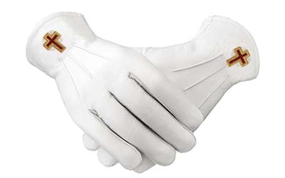 Soft Leather Eminent Commander White Leather Masonic Gloves