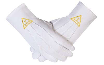 High Quality Masonic Royal Arch Cotton Gloves with beautiful Embroidery Logo yellow