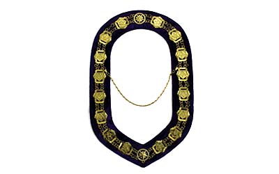 OES - Masonic Compass Square Chain Collar - Gold on Purple Velvet 